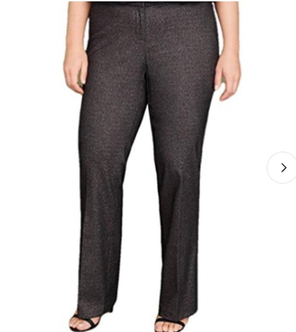 Lane Bryant The Allie 22 Metallic Gold Black Straight Leg Trousers Sexy Stretch